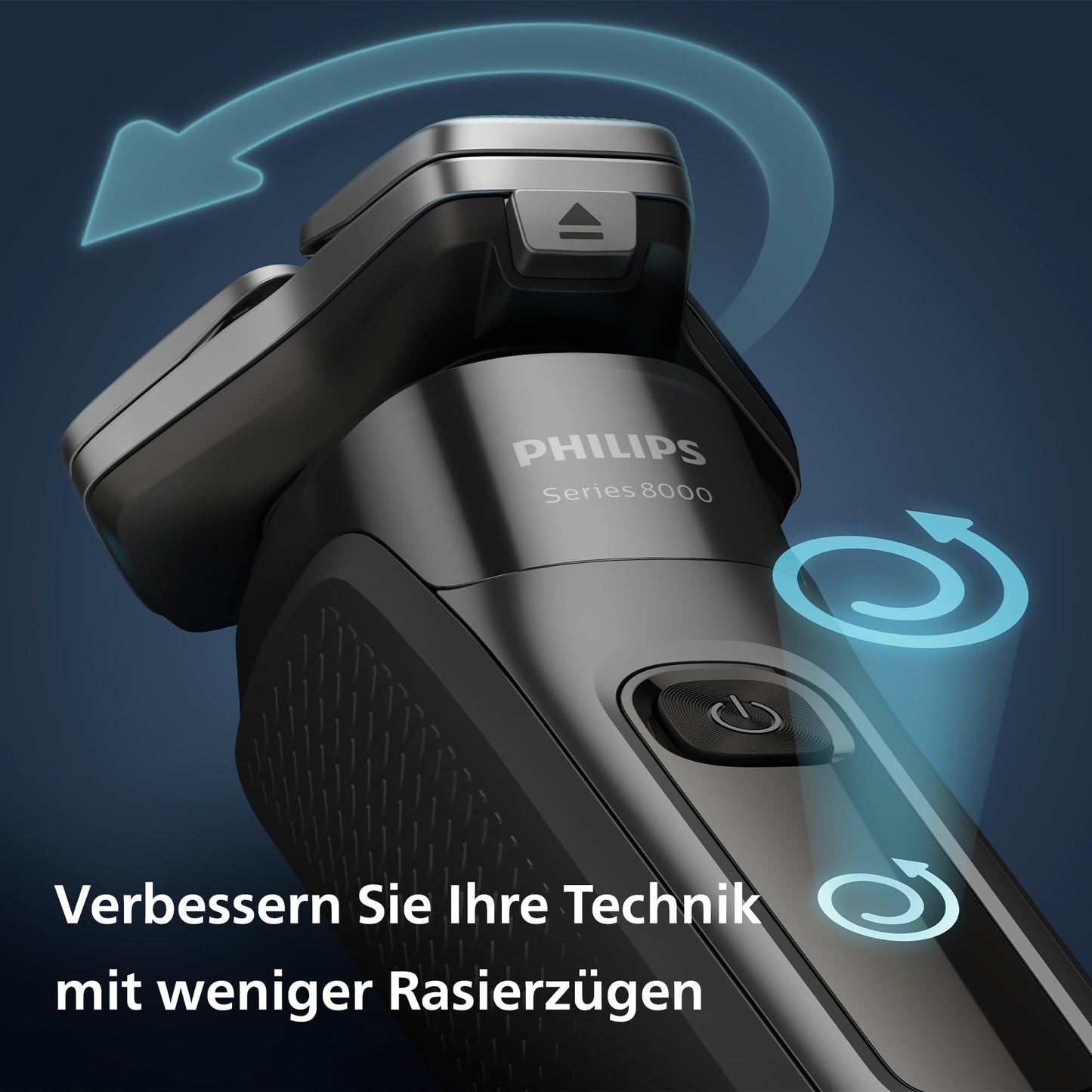 Philips Shaver Series 8000 – Elektrischer Nass- und Trockenrasierer mit SkinIQ Technologie in Schwarz, ausklappbarer Trimmer, Ladestation, Reiseetui, Reinigungsbürste (Modell S8696/35)